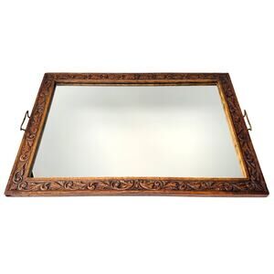 Antique Tiger Oak Mirrored Tray